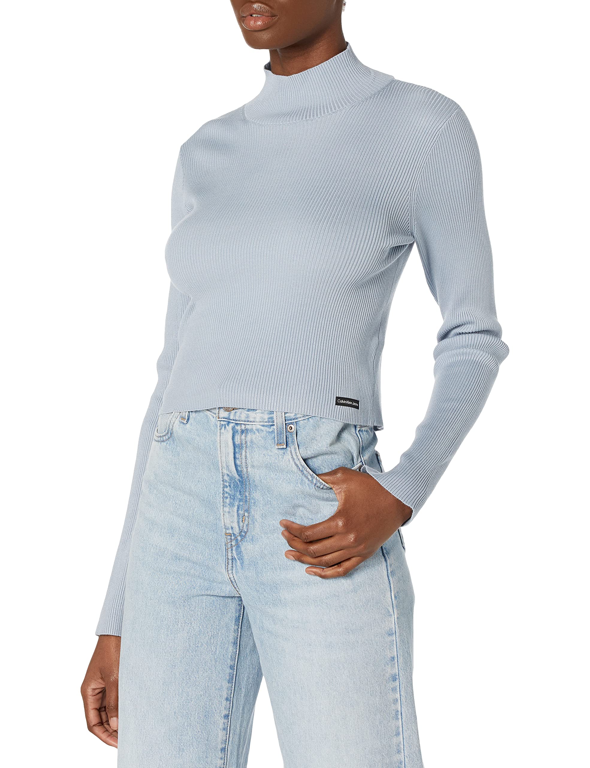 Calvin Klein Women's High-Rise Skinny Jeans & Cable Knit Sweater Set - Stretchy Denim & Soft Cotton Blend for Casual Outfits | Perfect for Work, Date Night & Weekend Wear