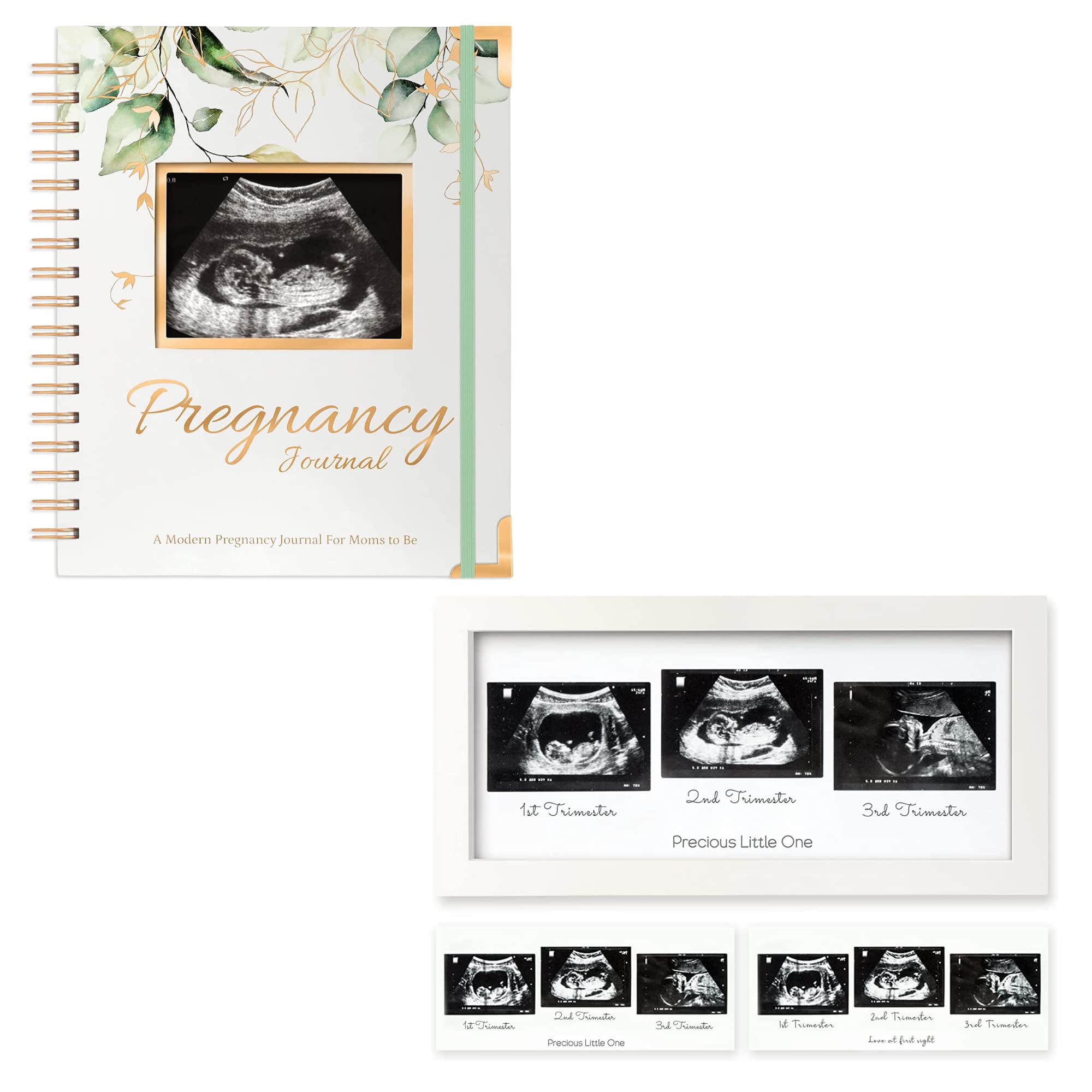 KeaBabies Pregnancy Journal & Sonogram Frames - 90pg Hardcover for Mom Gifts - Baby Shower & Gender Reveal