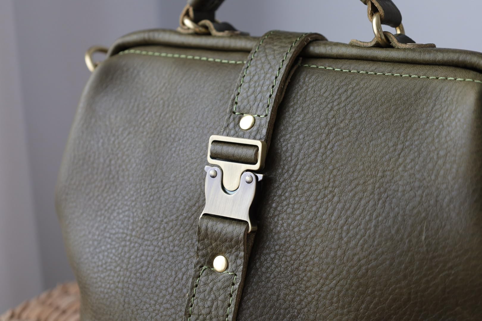 Soft Leather Doctor's Bag - Stylish Doctor Style Tote, Genuine Leather Purse, Adjustable Shoulder Strap, Monogrammable Everyday Carry Large Bag (Olive) - Perfect for Medical Professionals, Work Commute & Travel