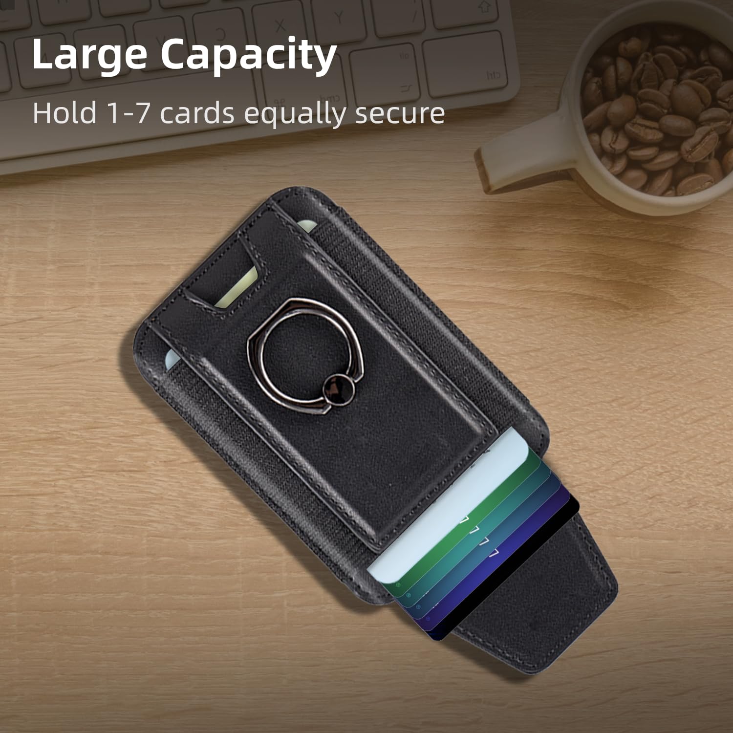 Magnetic Leather Wallet with Phone Grip for iPhone 15/15 Pro/14 Pro Max/14 Pro/14/14 Plus/13/12 Series - MagSafe Compatible Card Holder with Privacy Flap (Holds 7 Cards) - Purple - Perfect for Travel, Work & Everyday Use