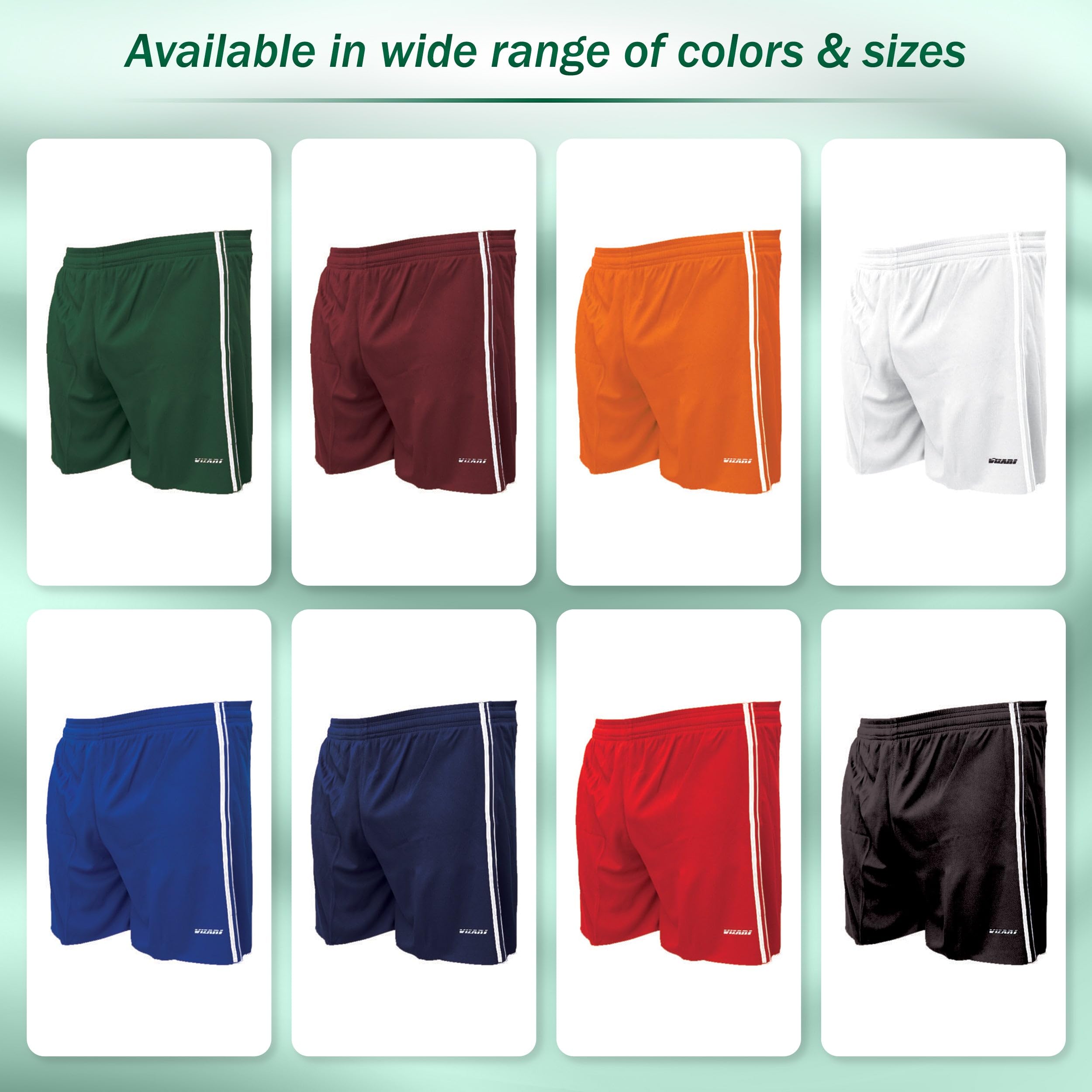 Vizari Men's & Women's Athletic Shorts - Lightweight Breathable Polyester Soccer Shorts for Gym, Running, Workout & Sports | Comfortable Training Shorts for Soccer Players, Athletes & Fitness Enthusiasts