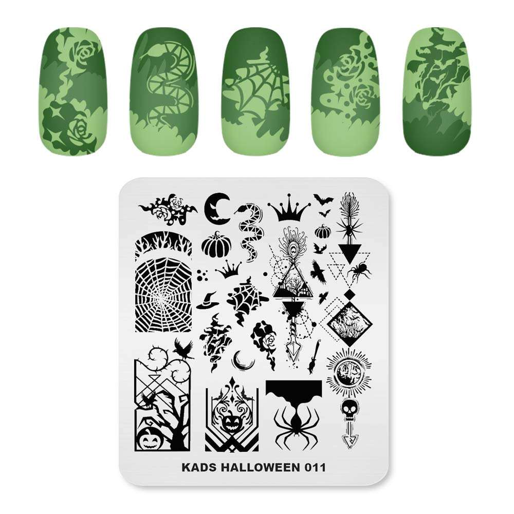 Christmas & Halloween Nail Stamping Plates Set - DIY Nail Art Image Transfer Templates for Manicure, Stencils & Printing Tools (Halloween 011) - Perfect for Holiday Nail Designs, Party Looks & Gift Ideas