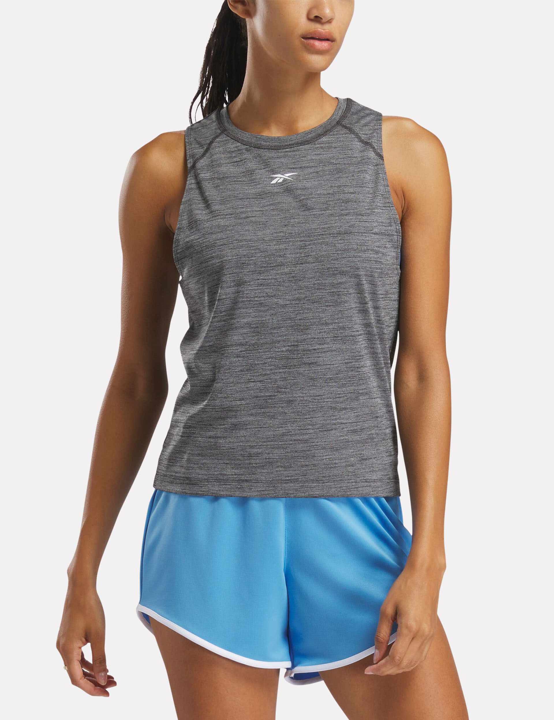 ID Train Tank Top - Black Melange Workout Shirt for Women | Gym, Running & Yoga Activewear