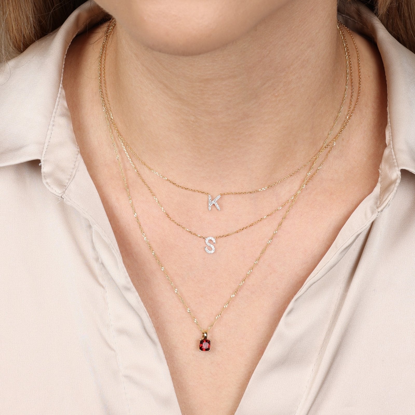 14K Yellow Gold Diamond Initial Charm Necklace - Personalized Classic Jewelry for Women | Perfect Gift for Birthday, Anniversary & Valentine's Day