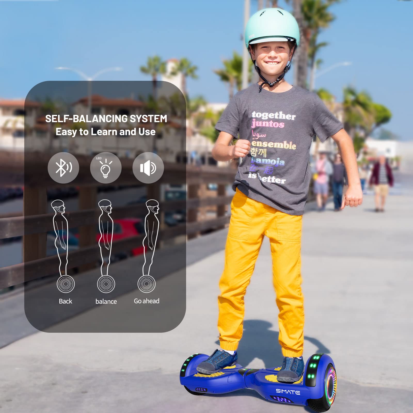 Electric Scooter with Bluetooth Speaker & Colorful LED Lights - Fun Ride for Kids, Adults, Boys & Girls of All Ages | Perfect for Commuting, Outdoor Play & Birthday Gifts
