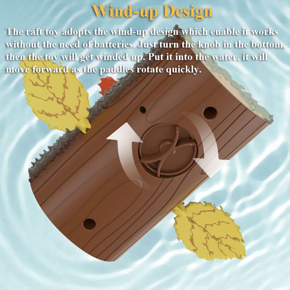 Wind-Up Raft Bath Toy for Kids - Durable Floating Hippo Boat with Spray Function, Fun Bathtub & Pool Water Play Toy for Toddlers - Perfect for Indoor/Outdoor Water Activities, Bath Time Fun & Sensory Play (Red)
