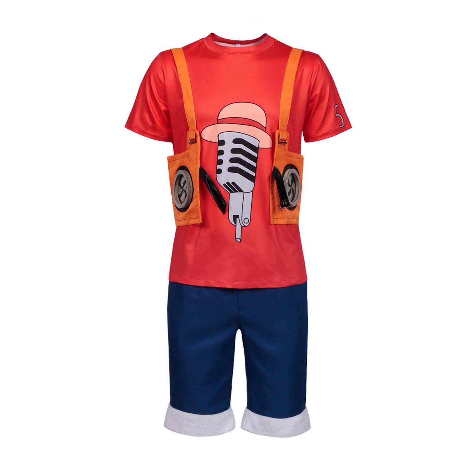 One Piece Film Red Monkey D Luffy Halloween Cosplay Costume Outfit with Hat - Anime Character Costume for Halloween Parties, Cosplay Events & Anime Conventions