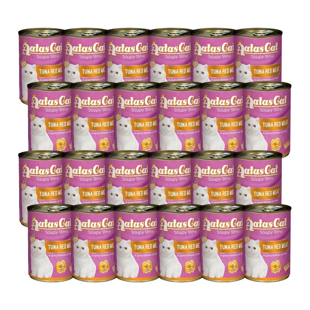 24-Pack Aatas Cat Soupy Stew Tuna & Red Meat in Gravy 400g with Sardine, Chicken & Vegetables - Grain-Free Wet Cat Food for Adult & Senior Cats - Perfect for Mealtime, Weight Gain & Picky Eaters