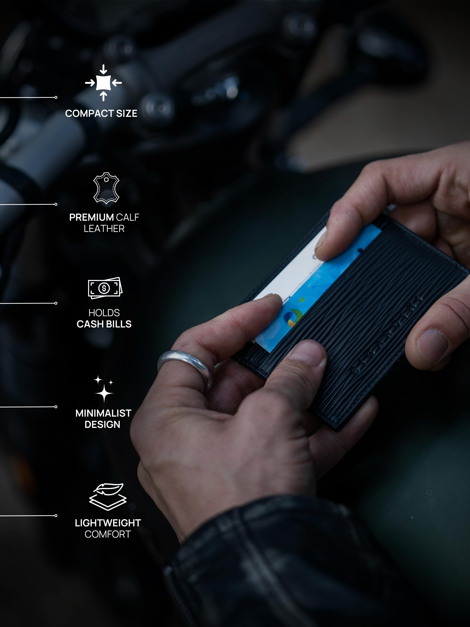 Slim Minimalist RFID Blocking Leather Card Wallet for Men & Women - Ultra Thin Credit Card Holder with Money Clip | Perfect for Travel, Business & Everyday Use (Black)
