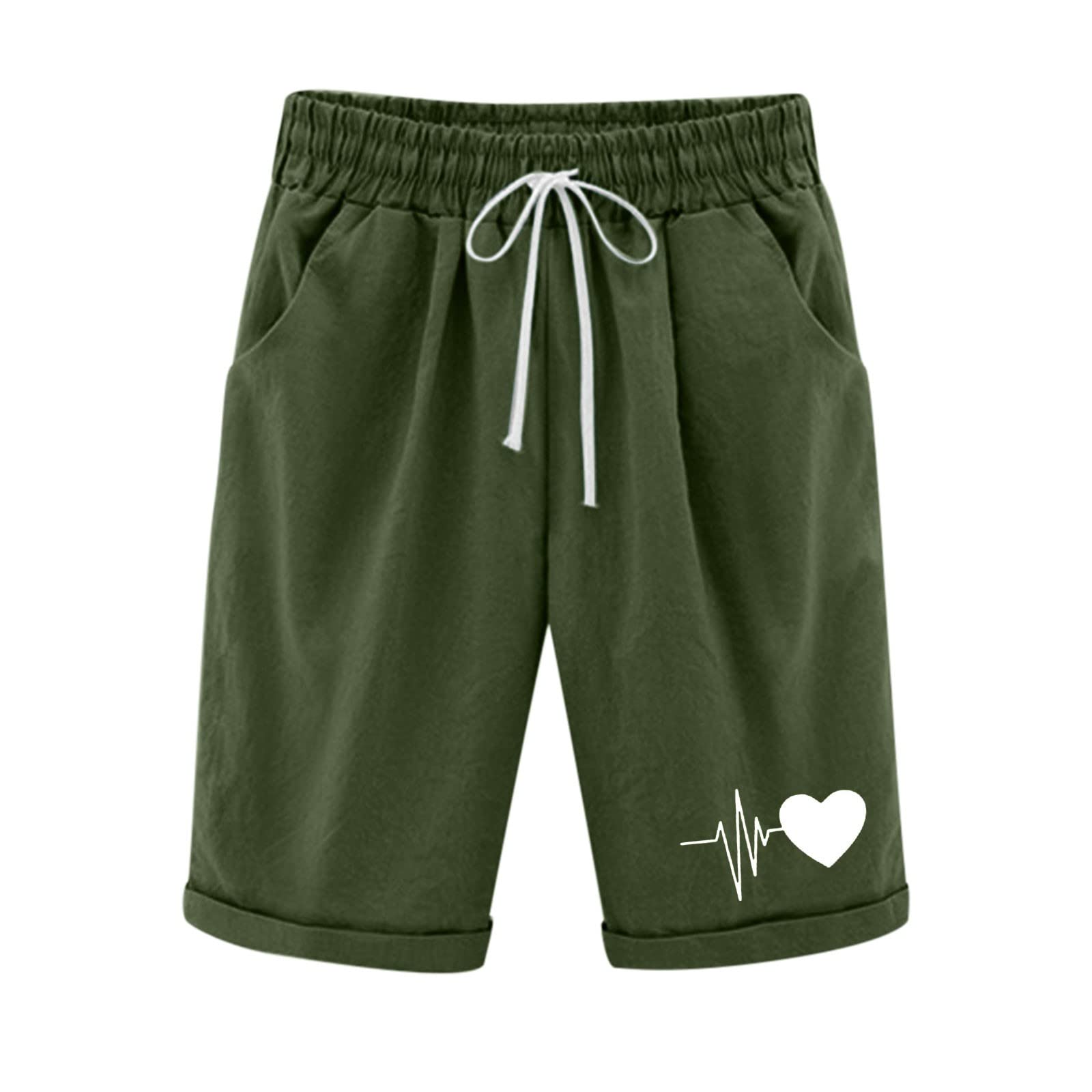 Women's High Waisted Bermuda Shorts - Athletic Casual Sweat Shorts with Pockets for Gym & Outdoors
