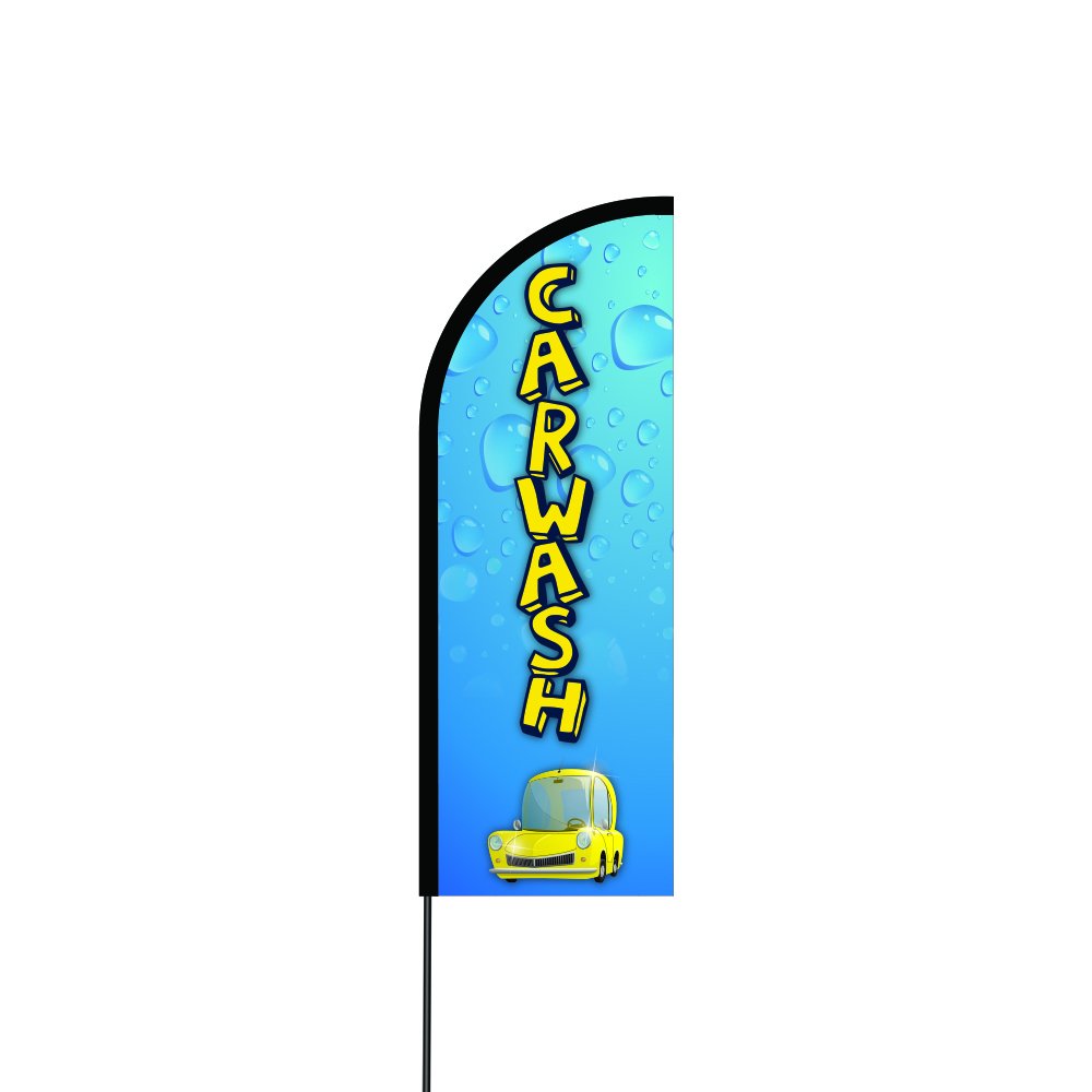 AAA Premium Outdoor Advertising Flex Banner & Swooper Feather Flag - 14ft Carbon Composite Pole Kit with Ground Spike/Mount - Perfect for Marketing Events, Trade Fairs, Car Washes & Business Promotions (Blue)