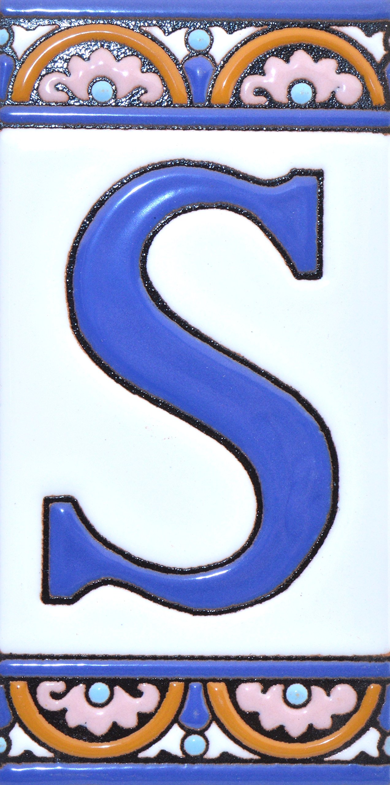 6 Inch Hand Painted House Letter Tiles - Custom Address Signs, Names & Numbers for Home Decor - ARCO GRANDE Design 5.86