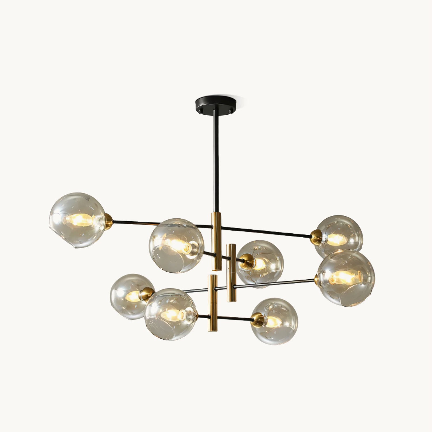 Modern Branch Light Ball Chandelier - Elegant Wooden Tree Branch Ceiling Light Fixture with Glass Globes for Dining Room, Living Room, Bedroom Decor