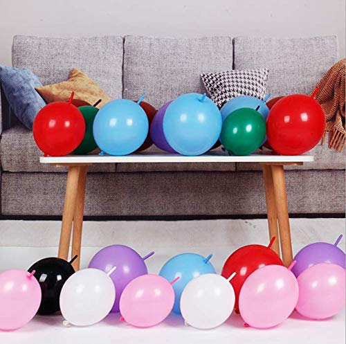IN-JOOYAA 100 Pcs 6 Inch White Quick Link Balloons for Birthday Wedding Party Decorations - Bulk Pack of Connectable Latex Balloons for Indoor Outdoor Events, Baby Showers & Graduations