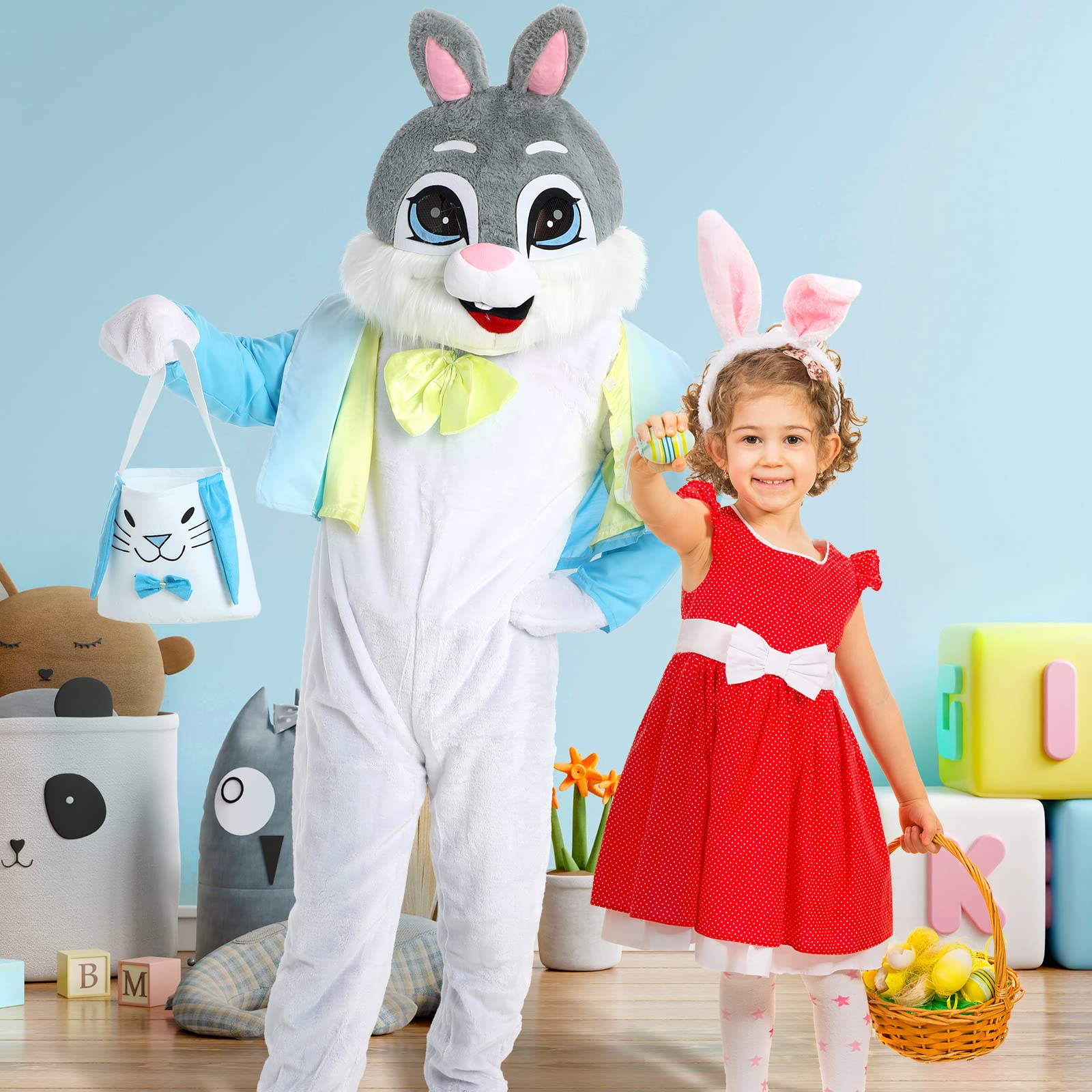 Patelai Adult Easter Bunny Costume - Plus Size Plush Rabbit Outfit for Men & Women | Easter Party, Cosplay, Mascot, Holiday Celebration