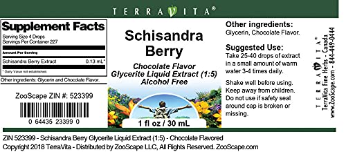 Organic Schisandra Berry Glycerite Liquid Extract (1:5) - Chocolate Flavored 1 oz | Natural Adaptogen Supplement for Stress Relief & Energy Boost | Perfect for Smoothies, Tea & Wellness Drinks
