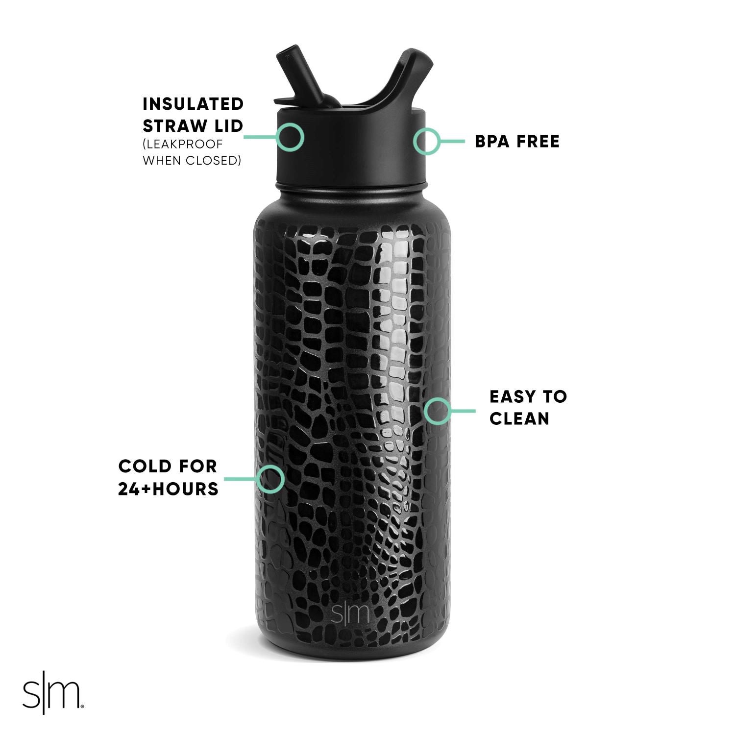 Summit Insulated Water Bottle with Straw Lid - Leakproof Stainless Steel Thermos for Hiking, Gym & Outdoor Activities