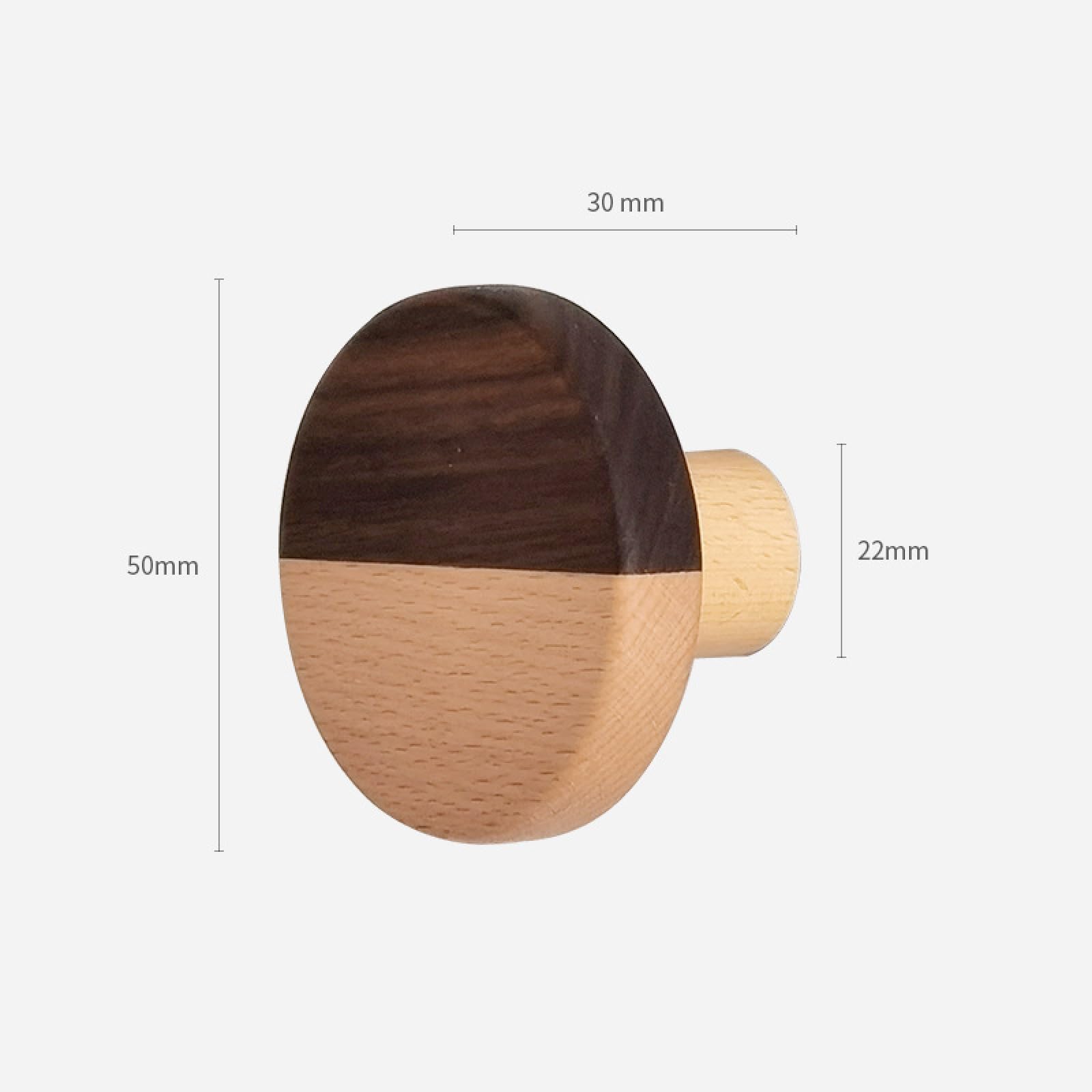 4 Pack Solid Wood Cabinet Knobs & Drawer Pulls - Cute Semi-Circular Handles for Wardrobe, Dresser & Kids Room Furniture (5cm Diameter, Two-Tone Color) - Perfect for Nursery, Closet & DIY Furniture Upgrade