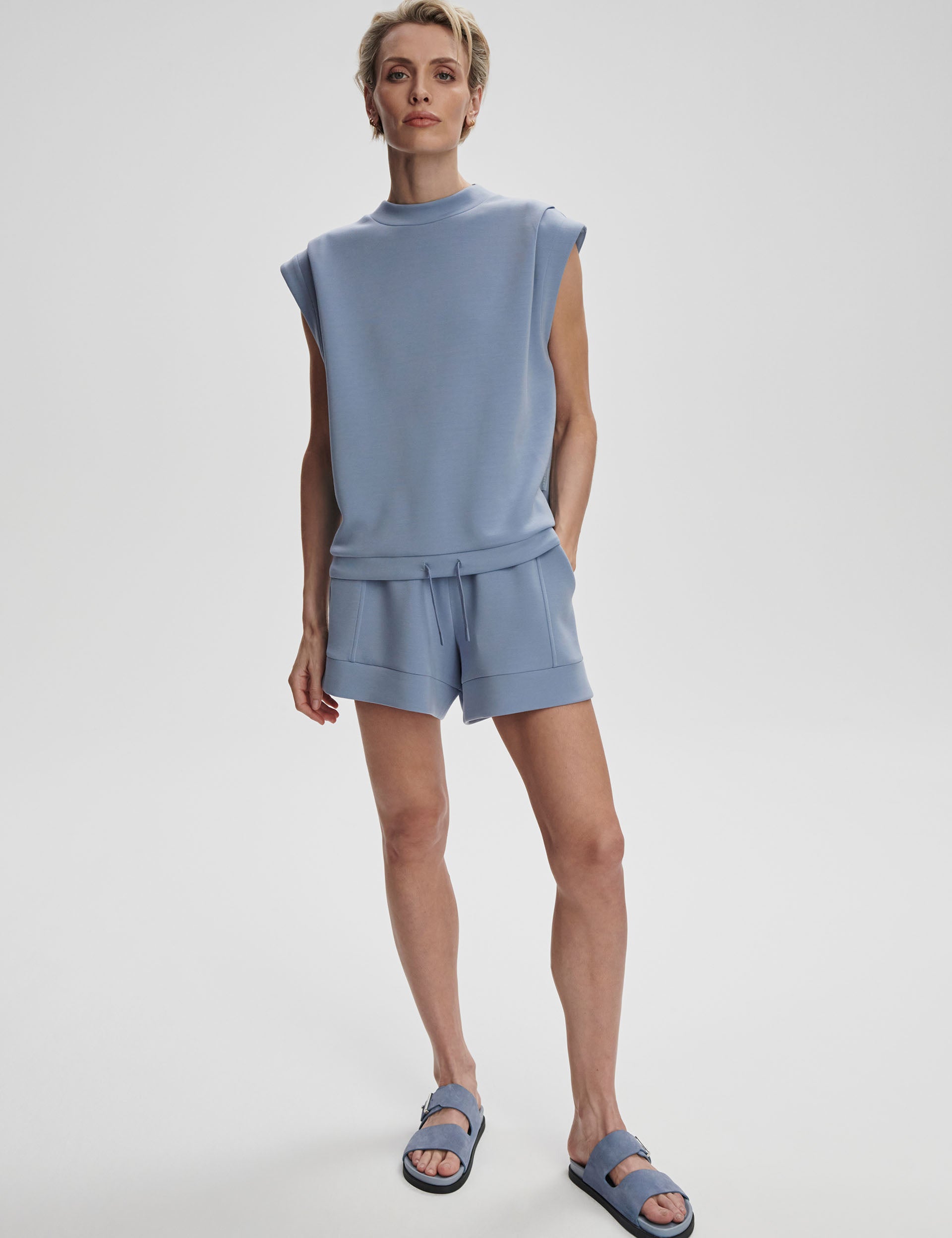Otis Sleeveless Sweatshirt for Women - Lightweight Rain Blue Pullover for Gym, Yoga & Casual Wear
