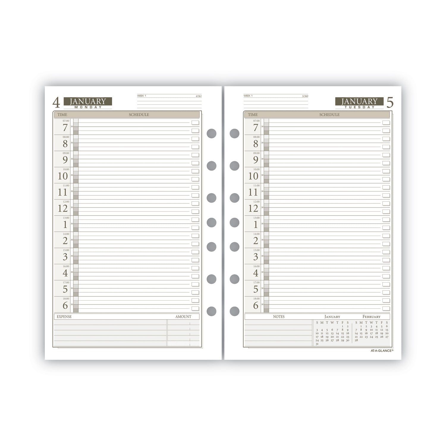 AT A GLANCE® 1 Page Per Day Planner Refills - 8.5