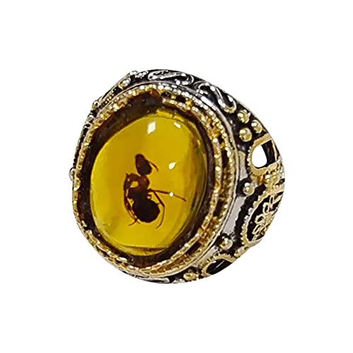 Vintage Oval Natural Stone Ring for Men & Women - Yellow Zircon Wedding Band for Prayer & Daily Wear