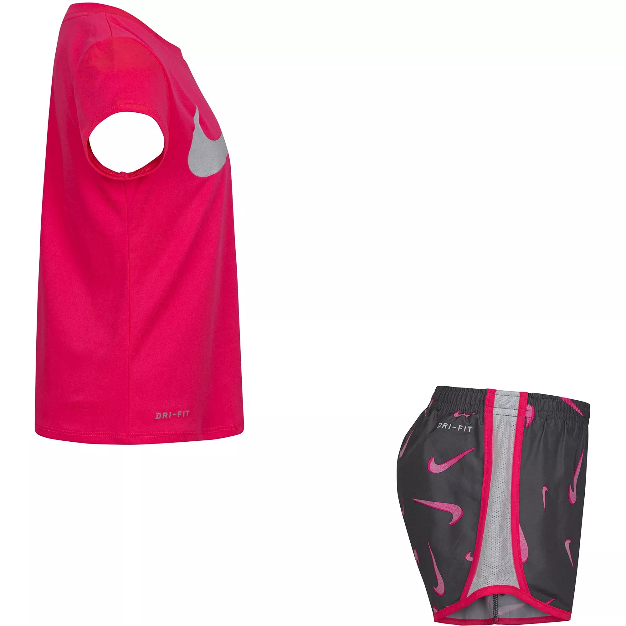 Nike Girls' Glitter Just Do It Dri-Fit 2-Piece Shorts Set - Breathable Athletic Outfit for Running, Gym & Casual Wear