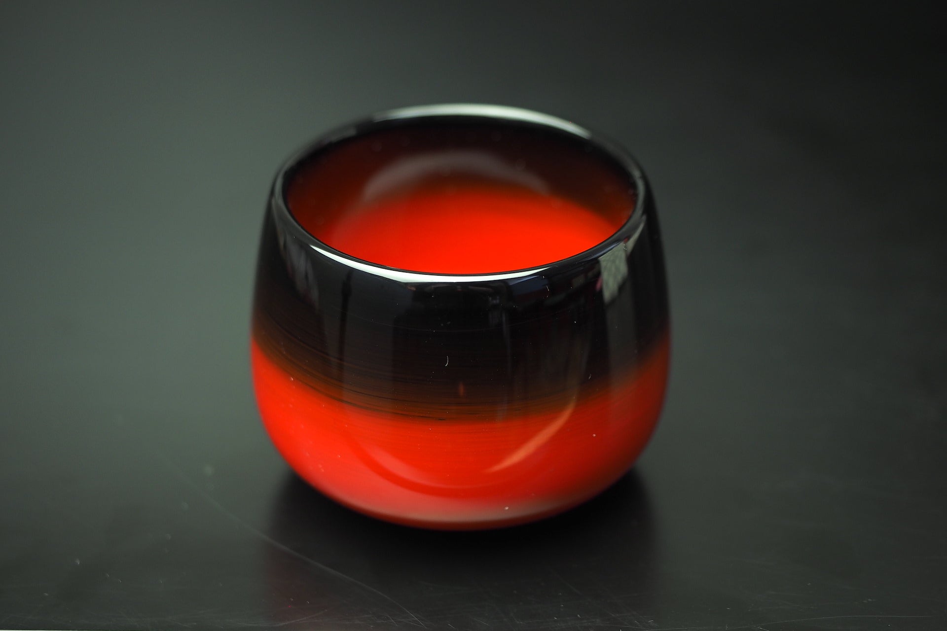 Authentic Wajima Nuri Japanese Lacquerware - Handcrafted Red Gradient Yurari Swaying Tea Cup | Small Size | Perfect for Traditional Tea Ceremonies & Home Decor