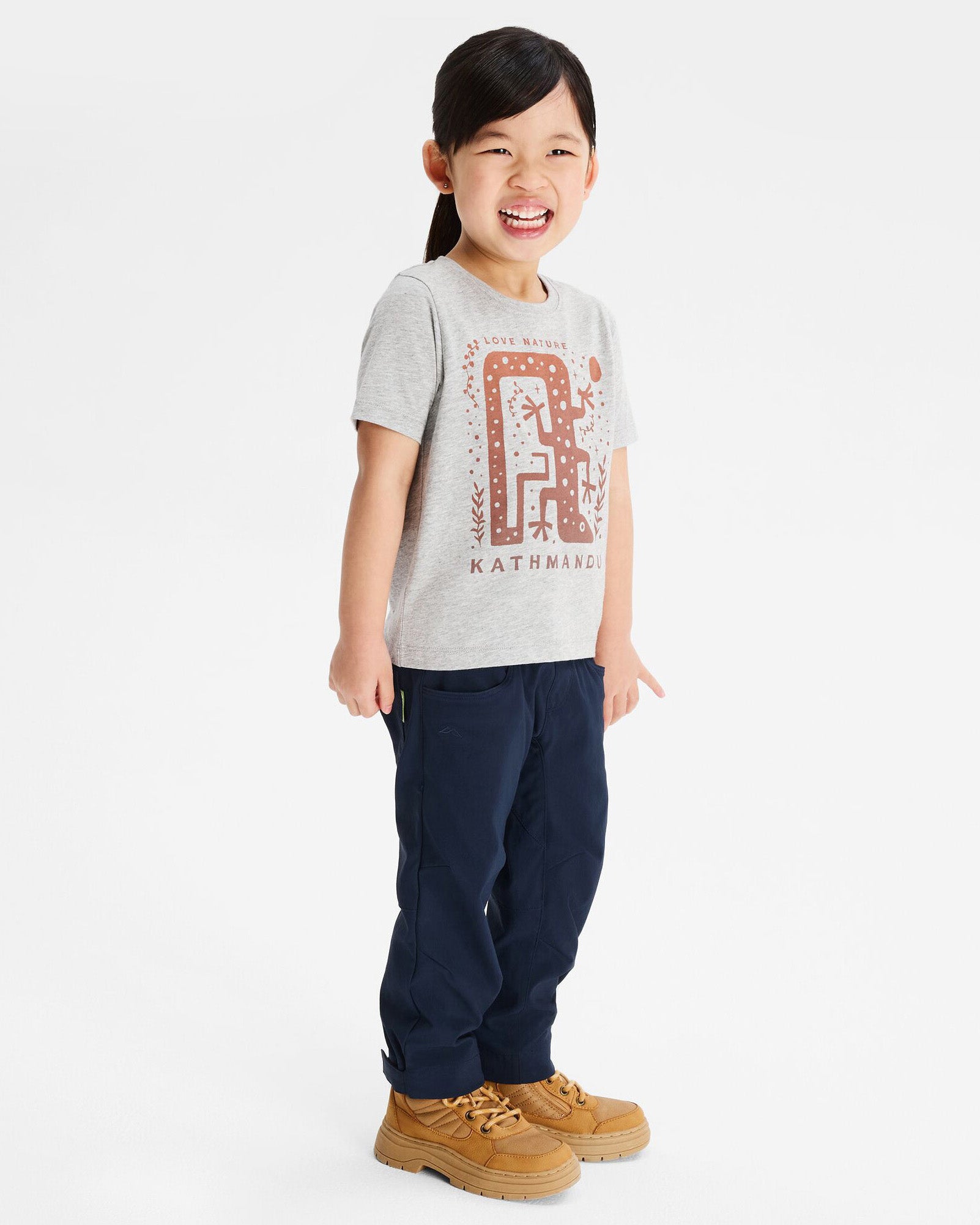 Organic Cotton Kids' Geo Skink T-Shirt - Light Grey Marle | Soft & Comfortable Graphic Tee for Boys & Girls | Perfect for School, Playdates & Everyday Wear