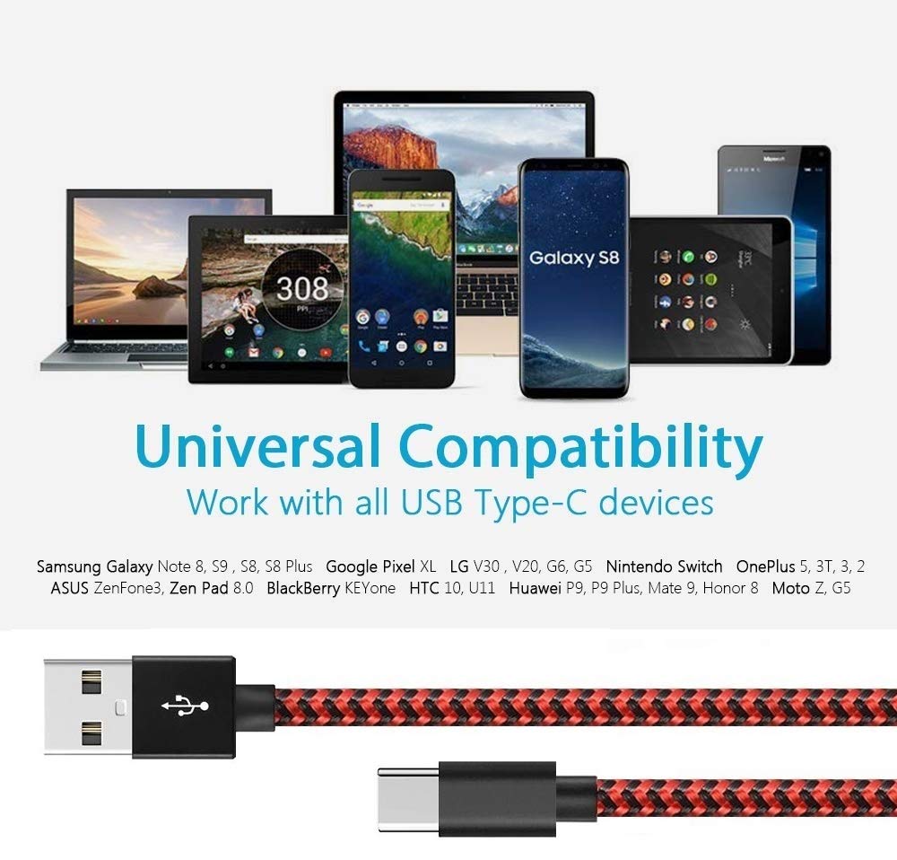 5-Pack 6FT/10FT USB-C Charging Cables for PS5 Controller, Xbox Series X/S, DualSense Wireless Controller - Fast Charging Power Cord Replacement for Gaming Accessories | Perfect for Home, Office & Travel Use