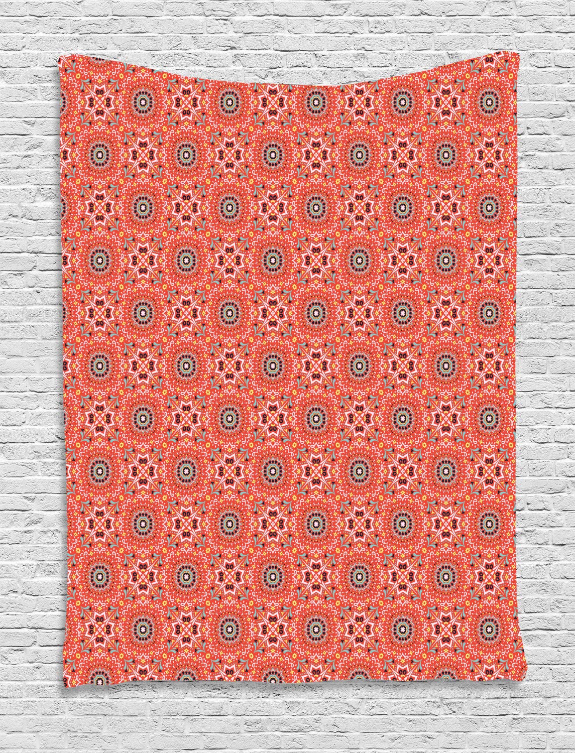Ambesonne Boho Tapestry Wall Hanging - Talavera Inspired Floral Pattern Decor for Bedroom, Living Room, Dorm - 60