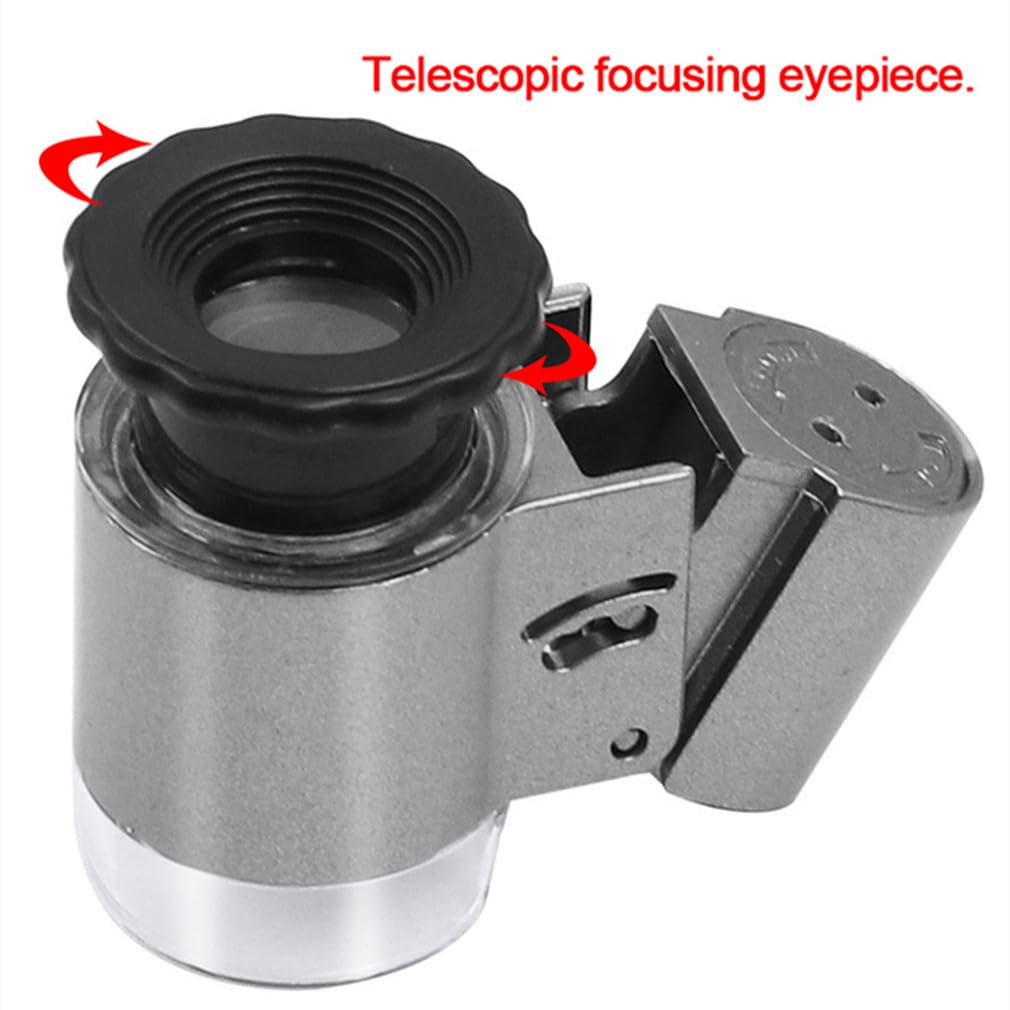 50X Pocket Jewelry Loupe with UV LED Light - Mini Magnifier for Jewelry, Diamonds, Stamps & Coin Collection - Portable Handheld Magnifying Glass for Gemologists, Hobbyists & Professionals - Perfect for Jewelry Appraisal, Stamp Verification & Coin Grading