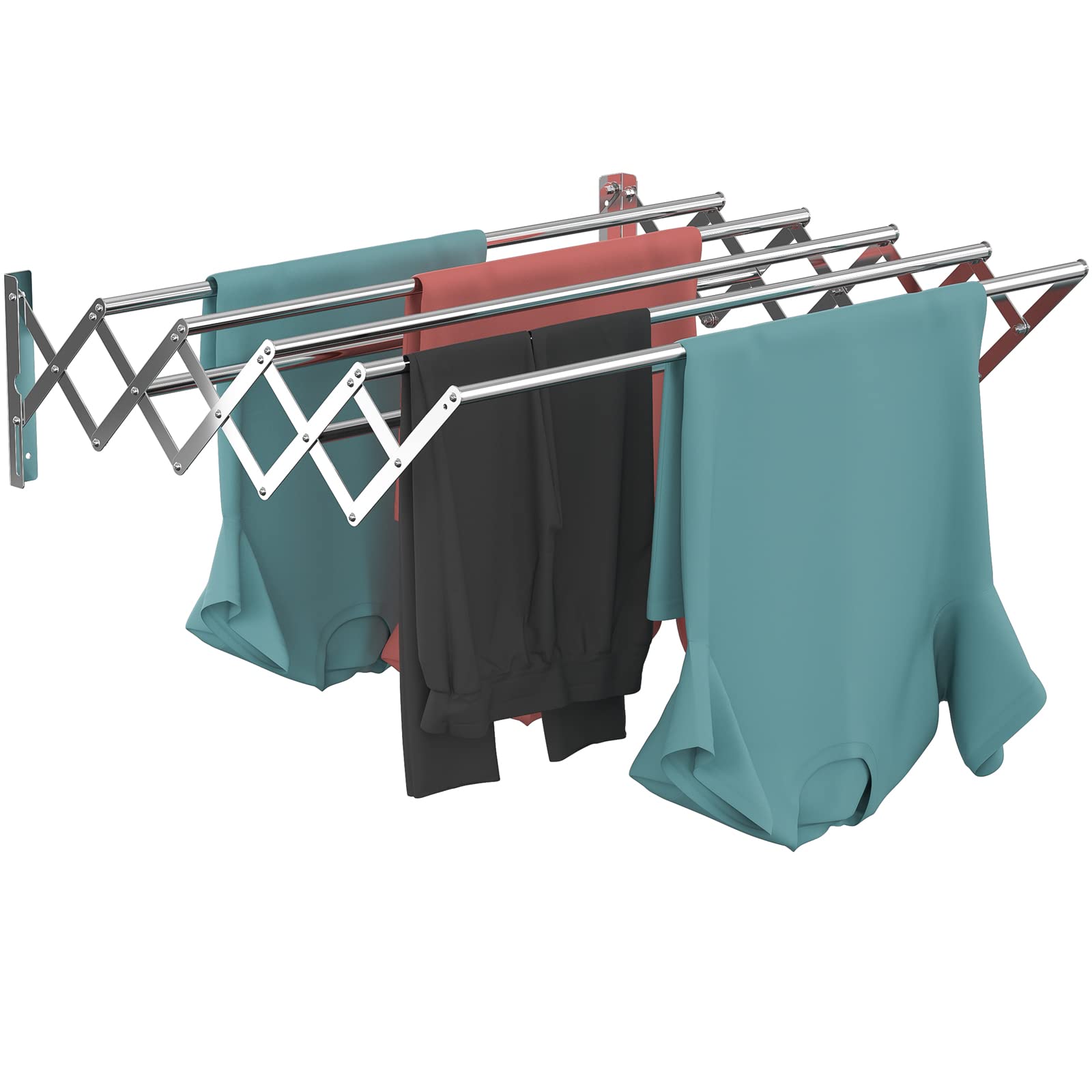 Stainless Steel Wall Mounted Foldable Clothes Drying Rack - 31 Inch Heavy Duty Laundry Drying Rod with 120 lbs Capacity for Indoor & Outdoor Use - Perfect for Small Spaces, Apartments, Bathrooms & Balconies