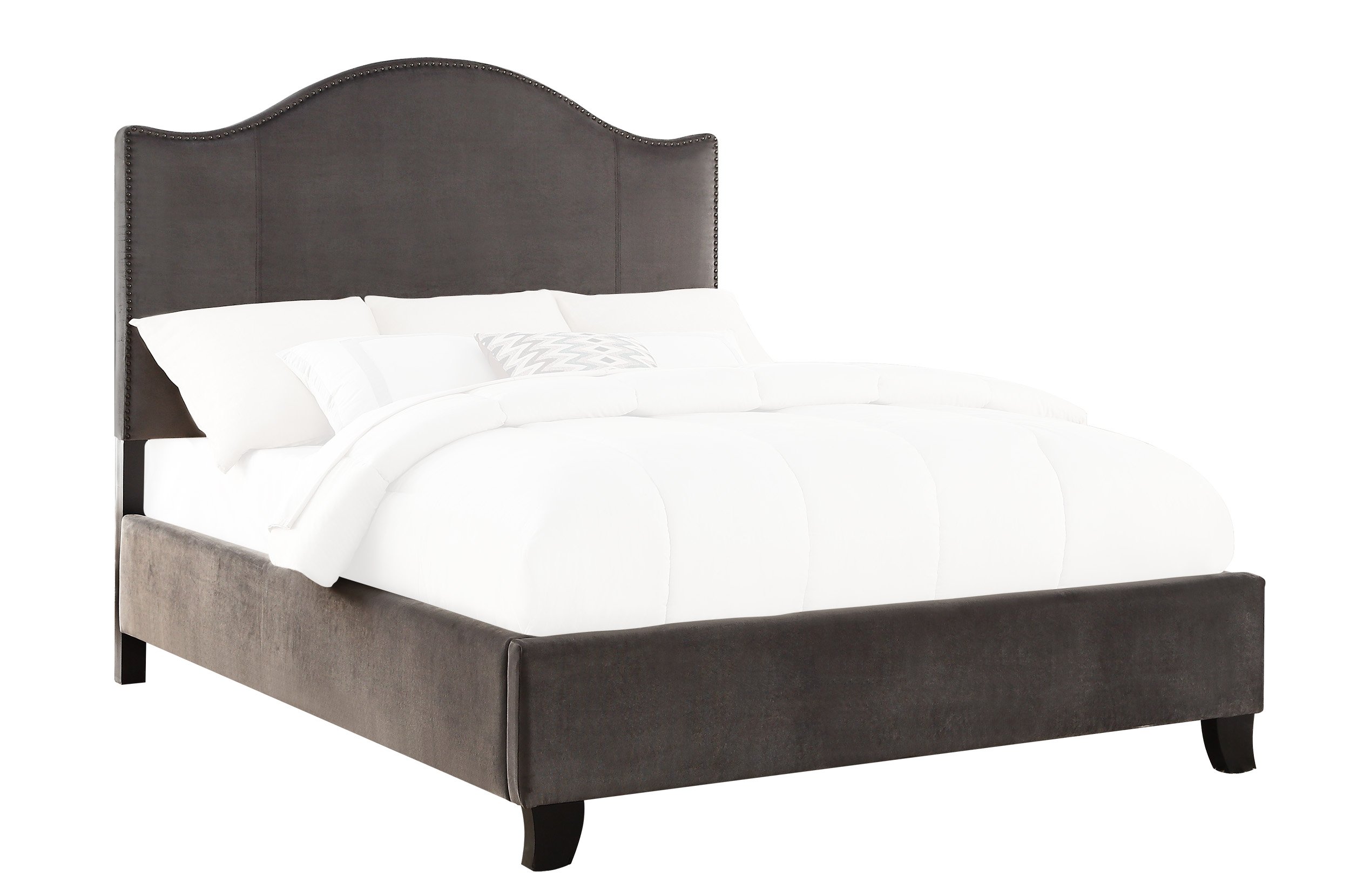 Lexicon Dorian Velvet Upholstered Full Size Bed Frame in Gray - Luxurious Bedroom Furniture for Master Suite or Guest Room