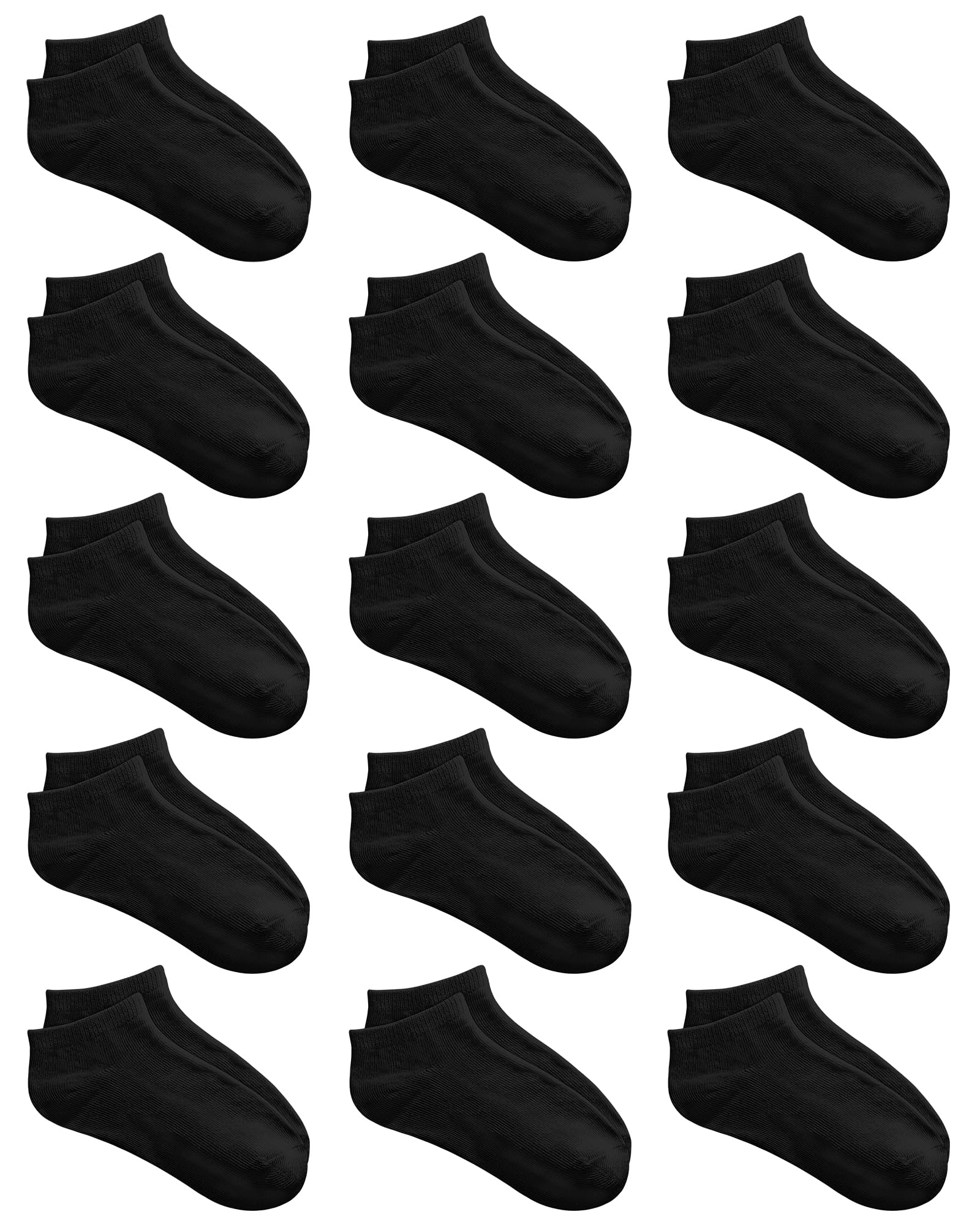 KEREDA 15 Pairs Kids Ankle Socks for Boys & Girls - Half Cushion Low Cut Athletic Socks - Perfect for School, Sports & Daily Wear