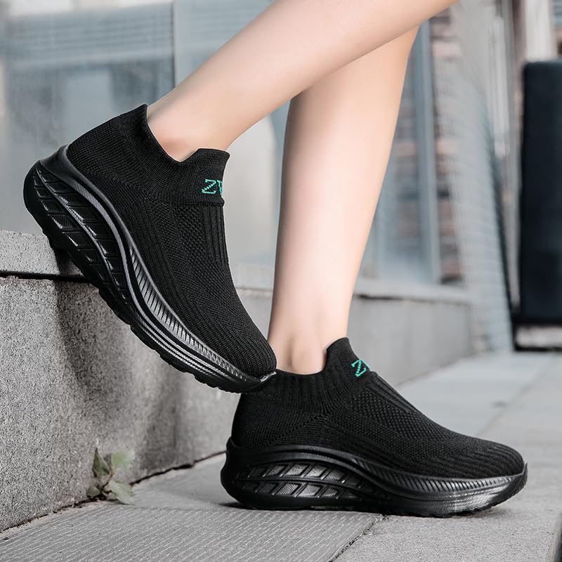 Women's Slip-On Walking Shoes - Lightweight Breathable Mesh Sneakers for Running, Tennis & Fitness | Non-Slip Comfort Sock Shoes | Perfect for Workouts, Travel & Everyday Wear