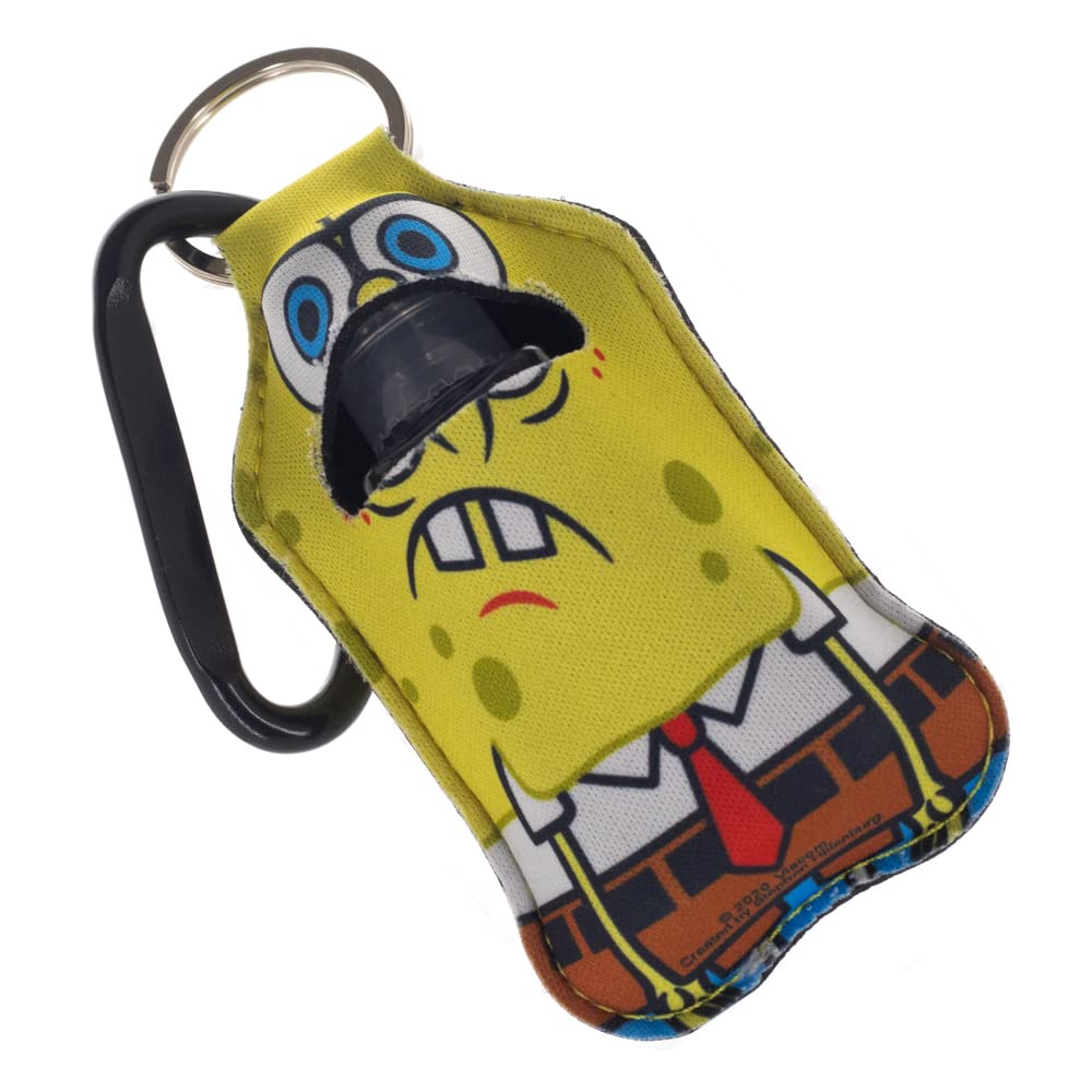 SpongeBob Keychain with Hand Sanitizer Holder - Cute Cartoon Character Keyring for Backpacks, Purses & Travel Accessories - Perfect for Kids, Fans & Daily Hygiene On-The-Go