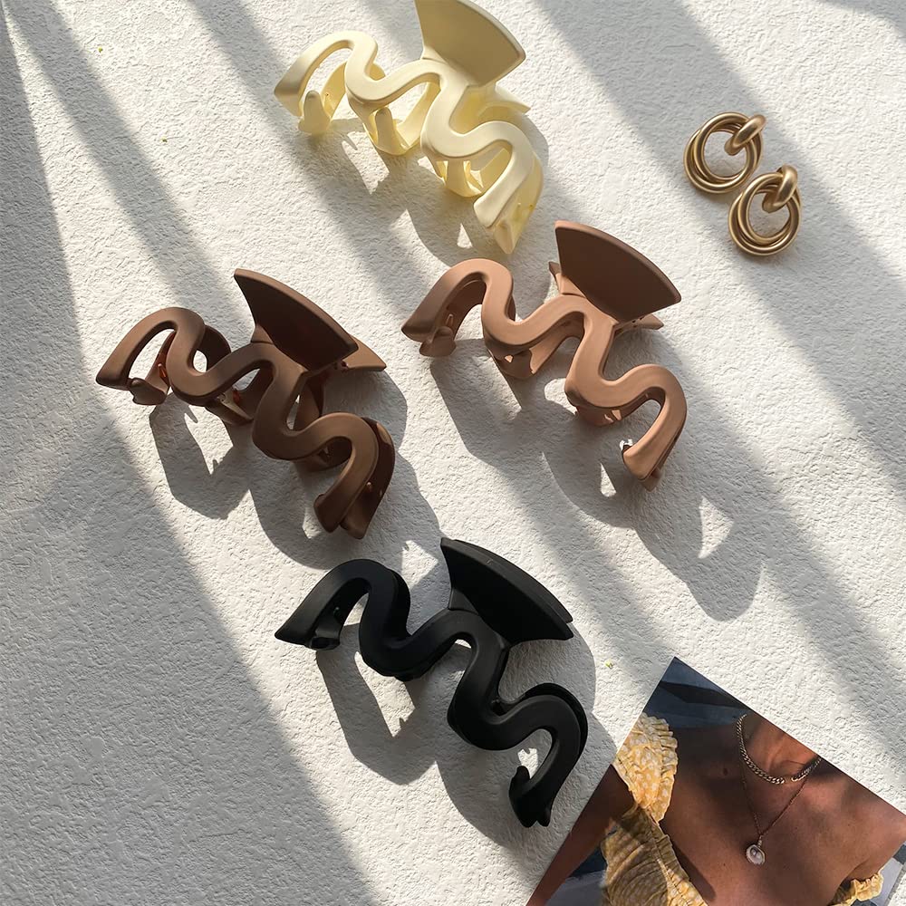 Wavy Matte Hair Clips 4PCS 3.5