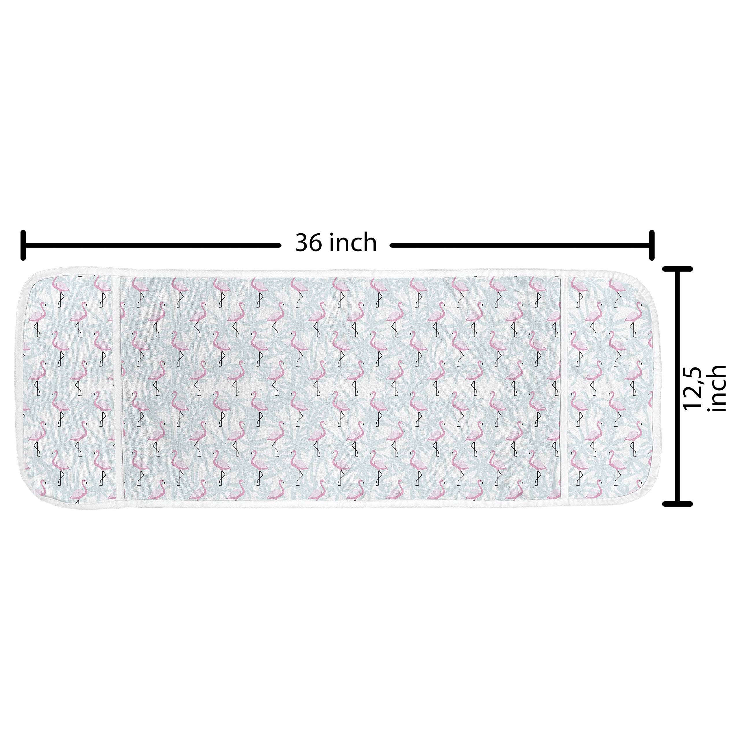 Ambesonne Flamingo Microwave Cover - Waterproof Kitchen Organizer with Pockets, 36x12 Inches, Mint Green & Pale Pink Retro Design with Coconut Palm Tree Silhouettes - Perfect for Microwave Protection & Kitchen Decor