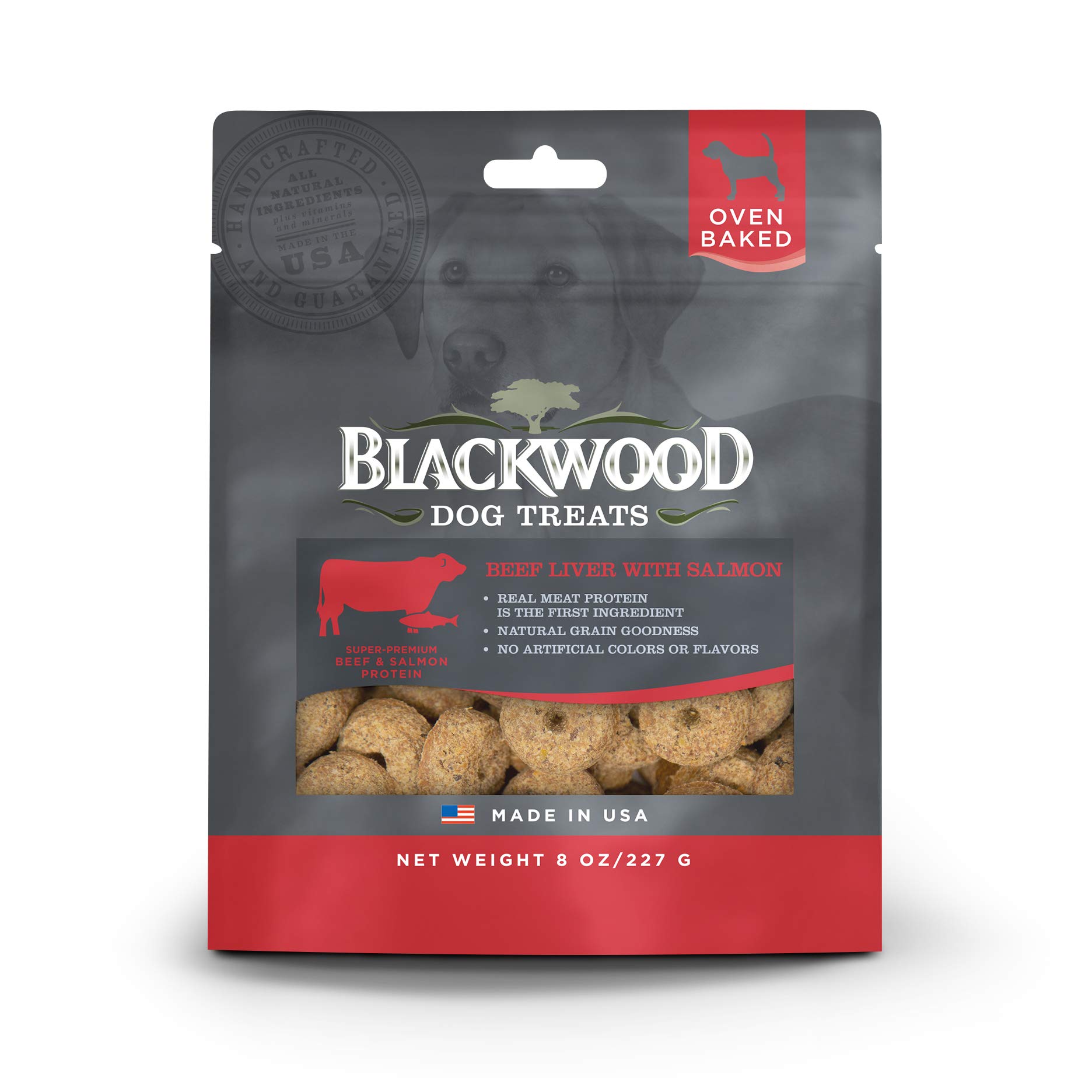 Premium Blackwood Oven Baked Dog Treats - Beef Liver & Salmon Flavor, 8oz Resealable Pouch | All-Natural Training Rewards for Puppies, Adults & Senior Dogs | Perfect for Obedience Training, Behavior Rewards & Outdoor Adventures