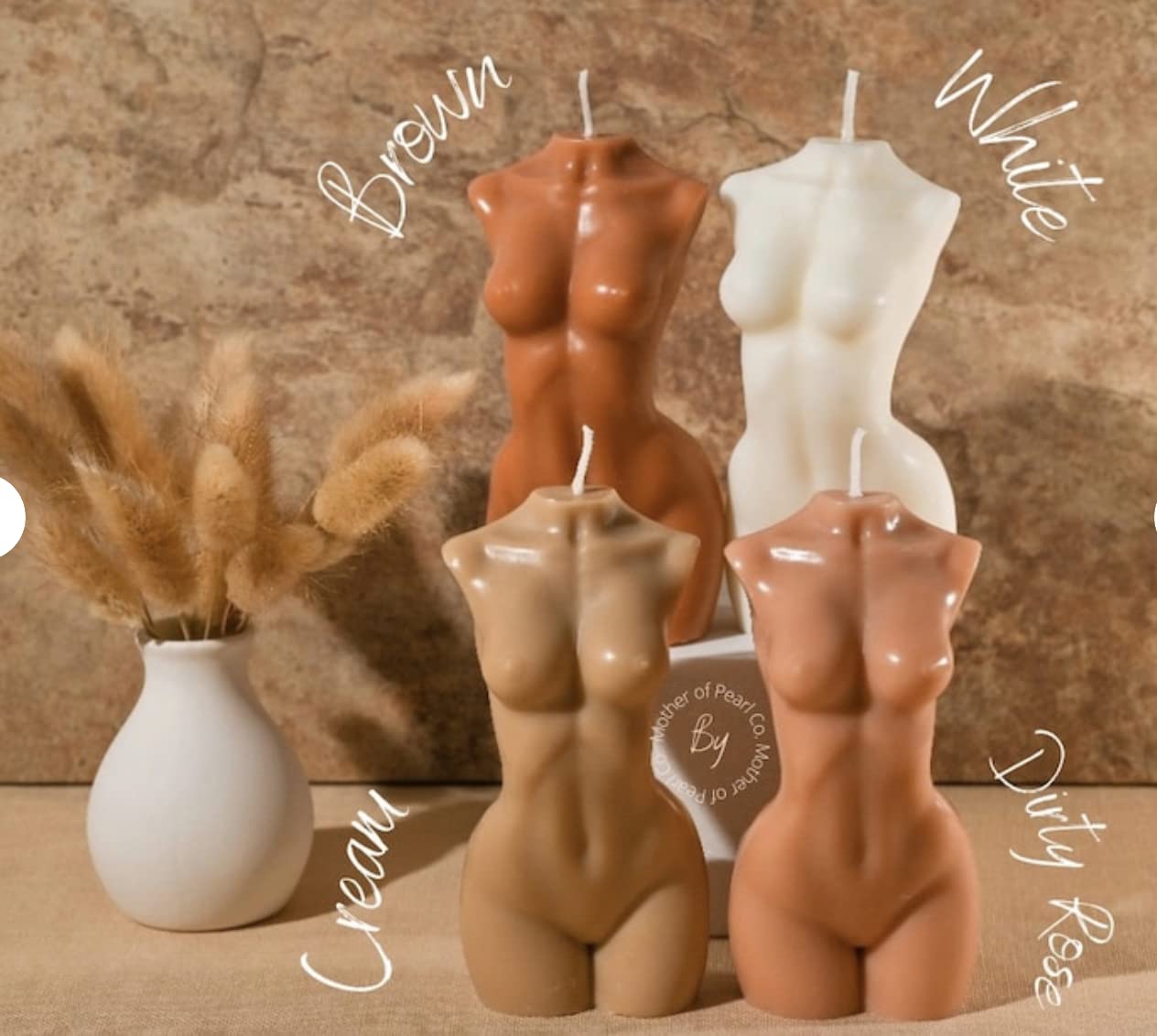 Body Shaped Candle - Elegant Female Statue Home Decor (Small, Dirty Rose) | Romantic Ambiance for Bedroom, Bath & Spa Relaxation