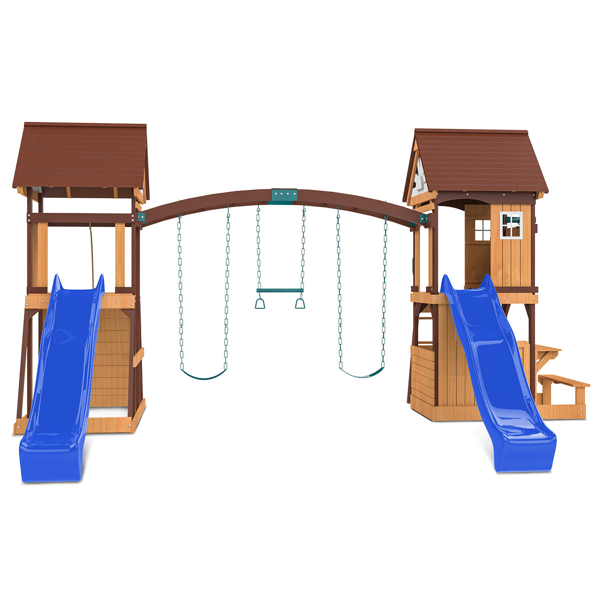 Armadale Kids Play Center & Swing Set with Blue Slide - Outdoor Backyard Playset for Toddlers & Children - Perfect for Gardens, Parks, and Playgrounds