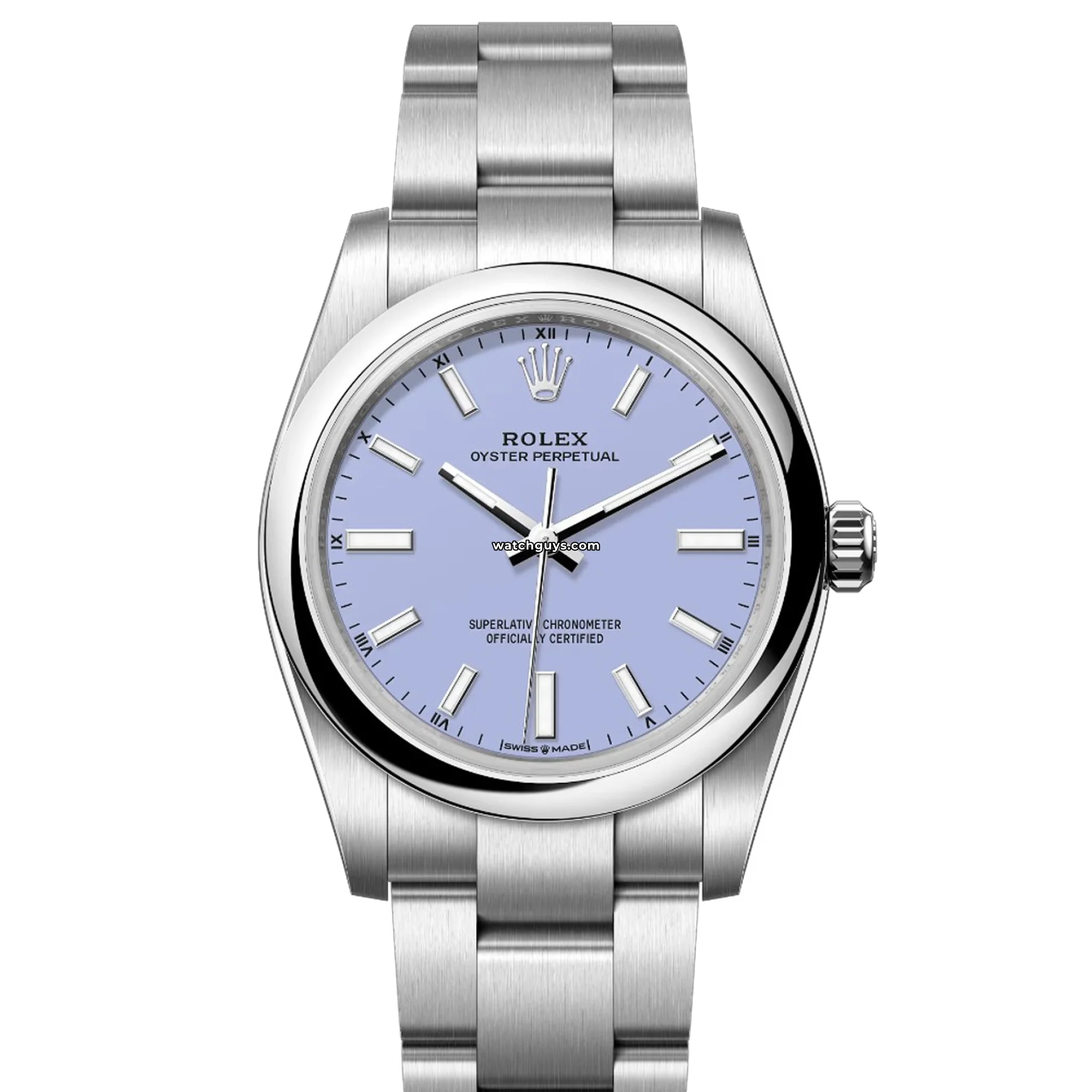 Rolex Oyster Perpetual 124200 34mm Automatic Watch - Lavender Dial, Stainless Steel - Luxury Dress Watch for Men & Women | Perfect for Business, Gifting & Special Occasions