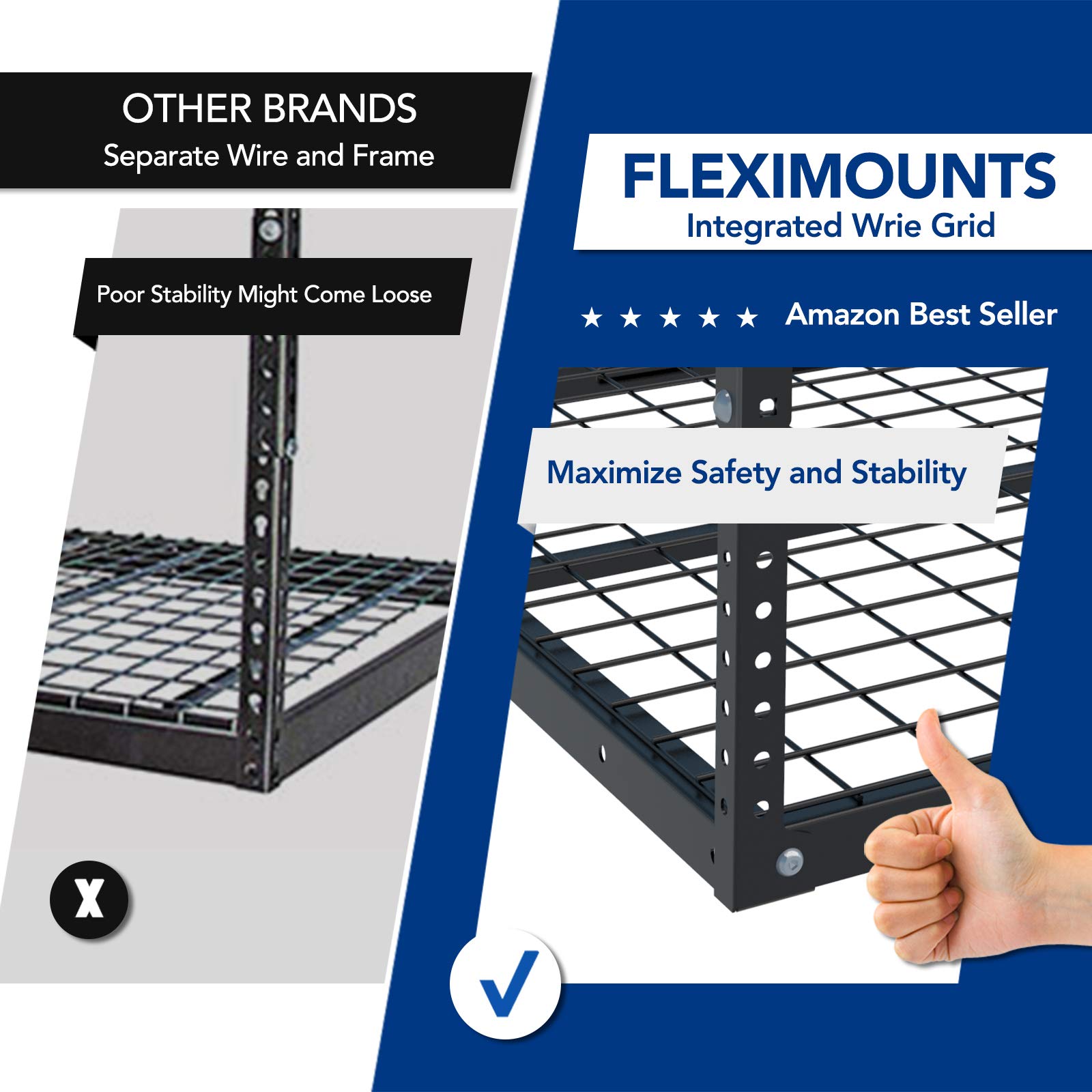 **FLEXIMOUNTS 4x8 Overhead Garage Storage Rack – Heavy Duty Adjustable Metal Ceiling Storage System, 600 lbs Capacity, Black – Perfect for Garage Organization & Overhead Storage**