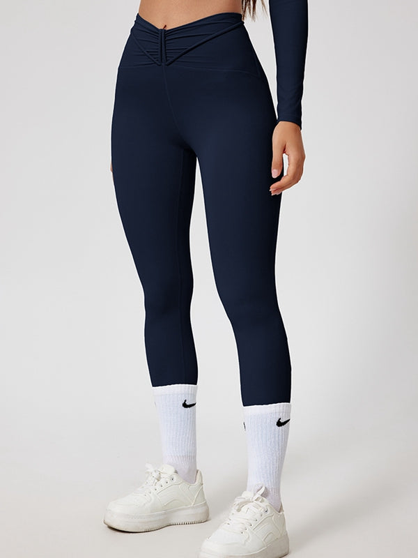ZASUWA Women's V-Shape Waist High Waist Leggings - Tummy Control Workout Yoga Pants for Running, Gym & Everyday Wear