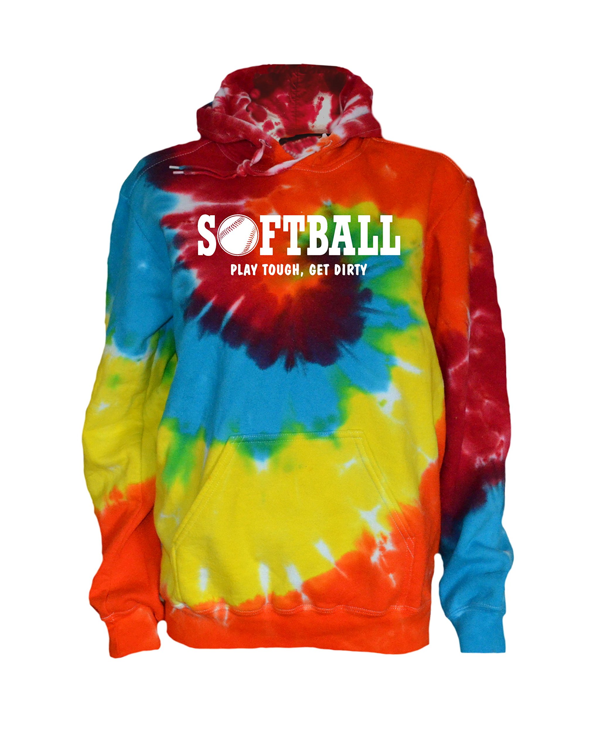 Trendy Tie Dye Softball Sweatshirt with White Logo - Comfortable & Stylish for Games, Practice & Casual Wear