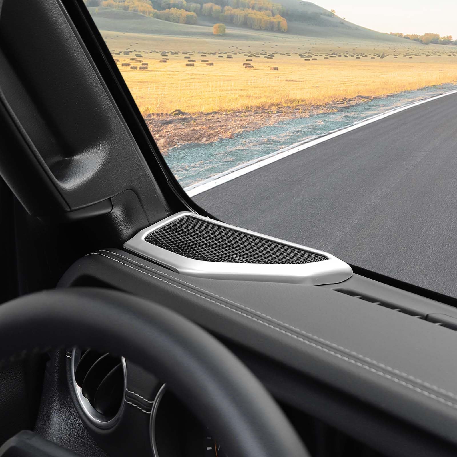 Jeep JL A Pillar Speaker Trim Cover - Silver Interior Accessories for Wrangler JL/JLU (2018+) & Gladiator JT (2020+) - 2pcs Set for Enhanced Audio & Stylish Upgrade | Perfect for Off-Road Adventures & Custom Car Modifications