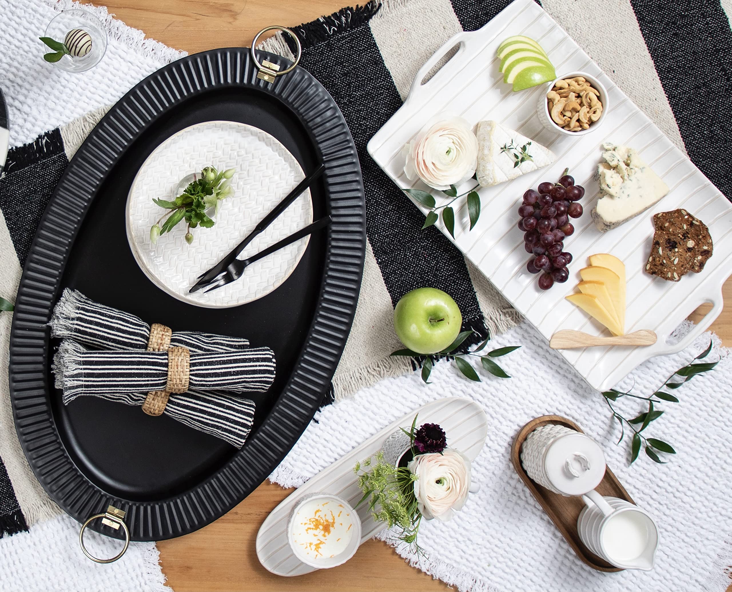 Black Mud Pie Tin Oval Tray 17