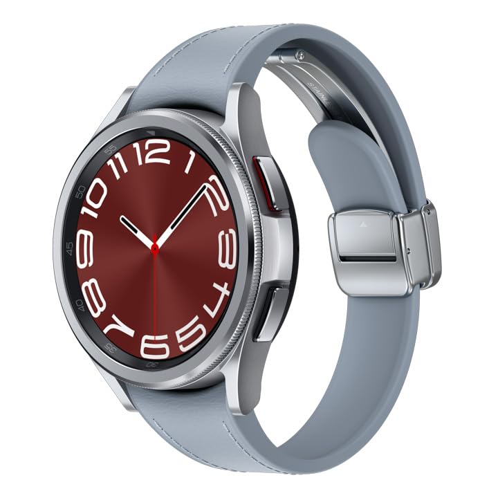 SAMSUNG Galaxy Watch 6 Bespoke Edition 43mm Bluetooth Smartwatch - Health & Fitness Tracker with Heart Rate Monitor, Sleep Tracking, Improved Battery & Sapphire Crystal Glass - US Version Silver D-Buckle Hybrid Blue Band - Perfect for Workouts, Running & Daily Activity Tracking