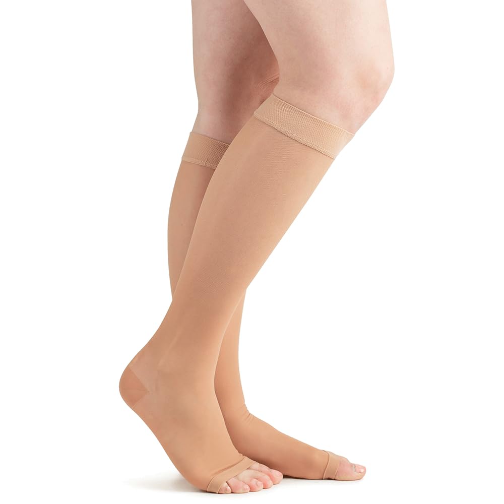 Actifi Women's 20-30 mmHg Open Toe Knee High Compression Stockings - Firm Support for Varicose Veins & Circulation - Perfect for Nurses, Travel & Pregnancy