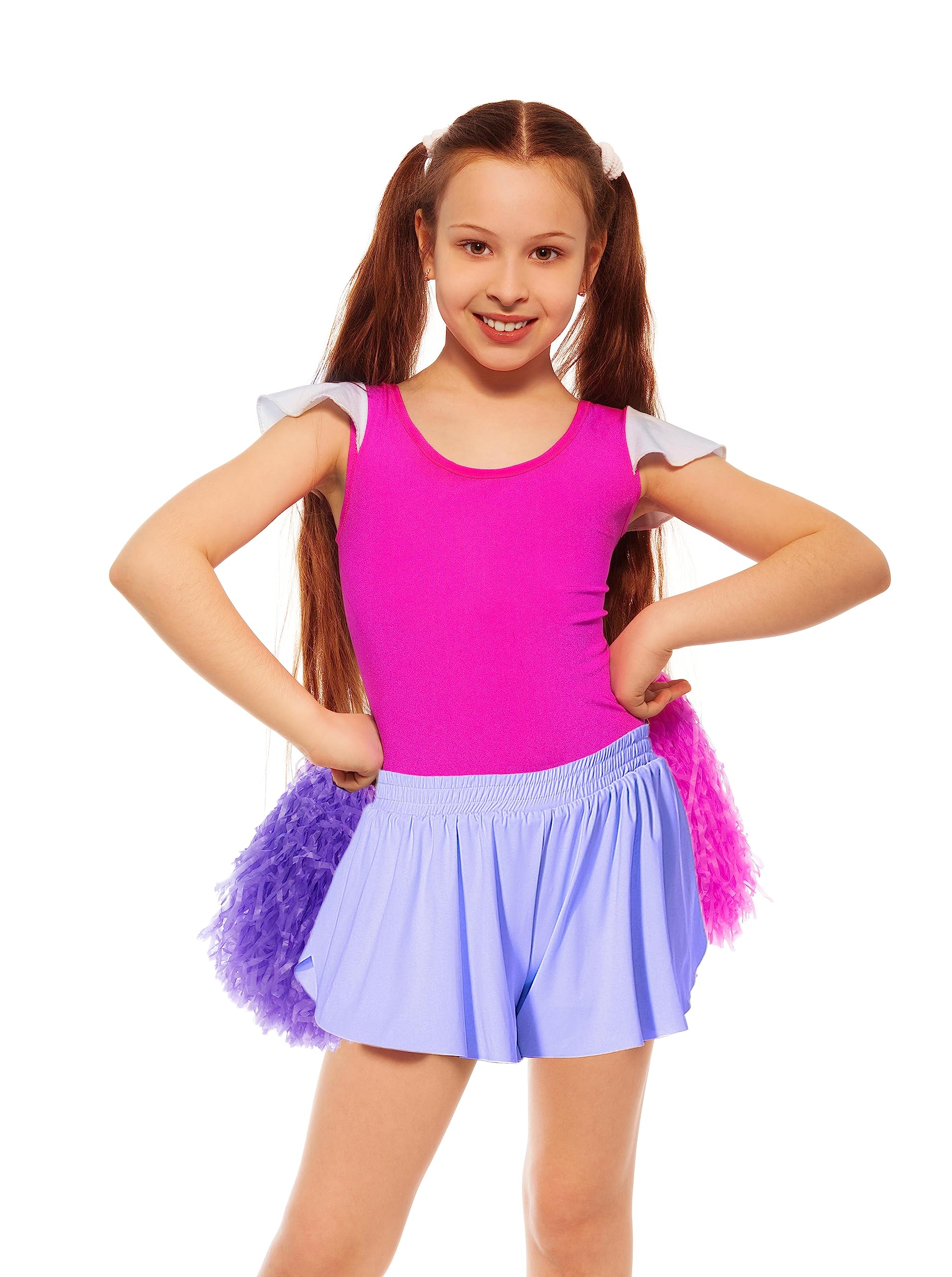 Girls' Athletic Flowy Butterfly Shorts 2-in-1 Skorts - Preppy Tennis Skirt for Golf, Cheerleading & Running - Comfortable Sports Wear for Practice, Gym & Outdoor Activities